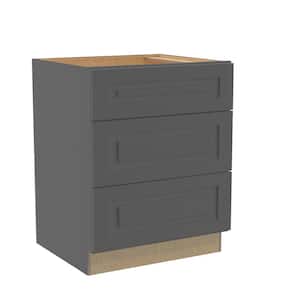 Grayson Deep Onyx Painted Plywood Shaker Assembled Base Drawer Kitchen Cabinet 27 W in. 24 D in. 34.5 in. H