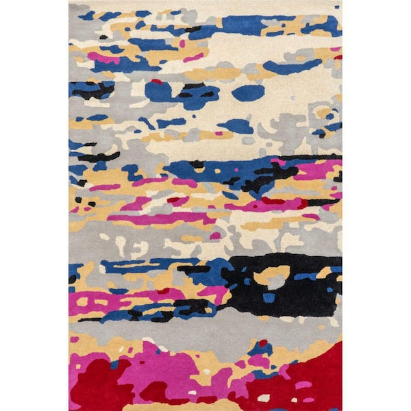 RUGS USA Pokhara Abstract Wool Multi 8 ft. x 10 ft. Indoor/Outdoor Patio Rug