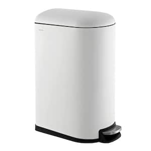2.6 Gal. White Step-Open Mini Trash Can with Soft-Close Lid