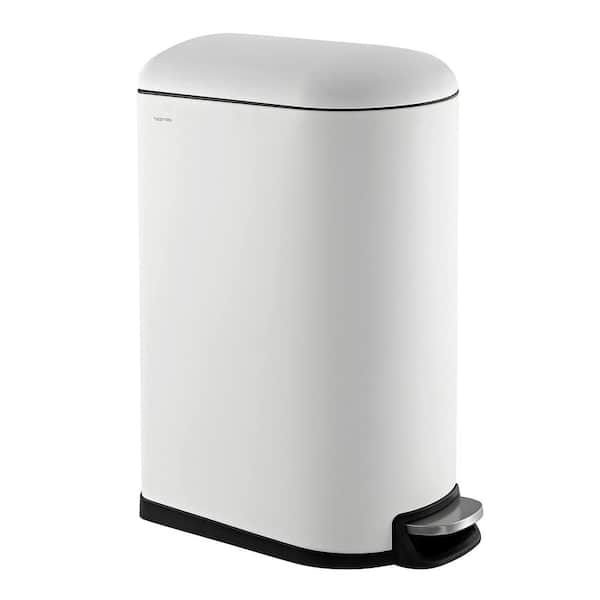 FAWEY TRED INC 2.6 Gal. White Step-Open Mini Trash Can with Soft-Close Lid