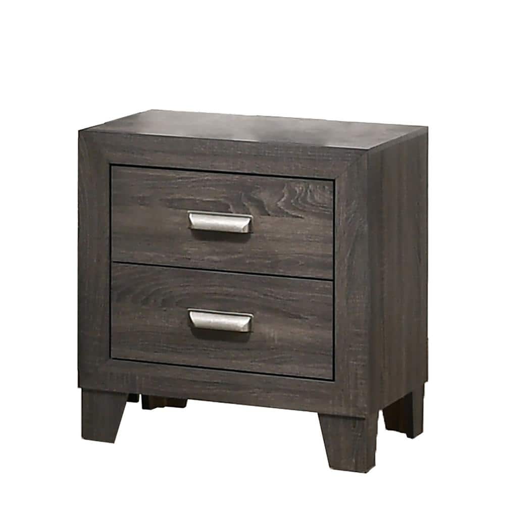 Transitional Twin Panel Bed Set in Rustic Brown-Gray with Dresser