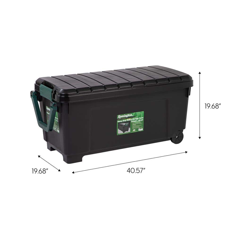 Remington 42 Gal Black Plastic Rolling Storage Trunk with Handle