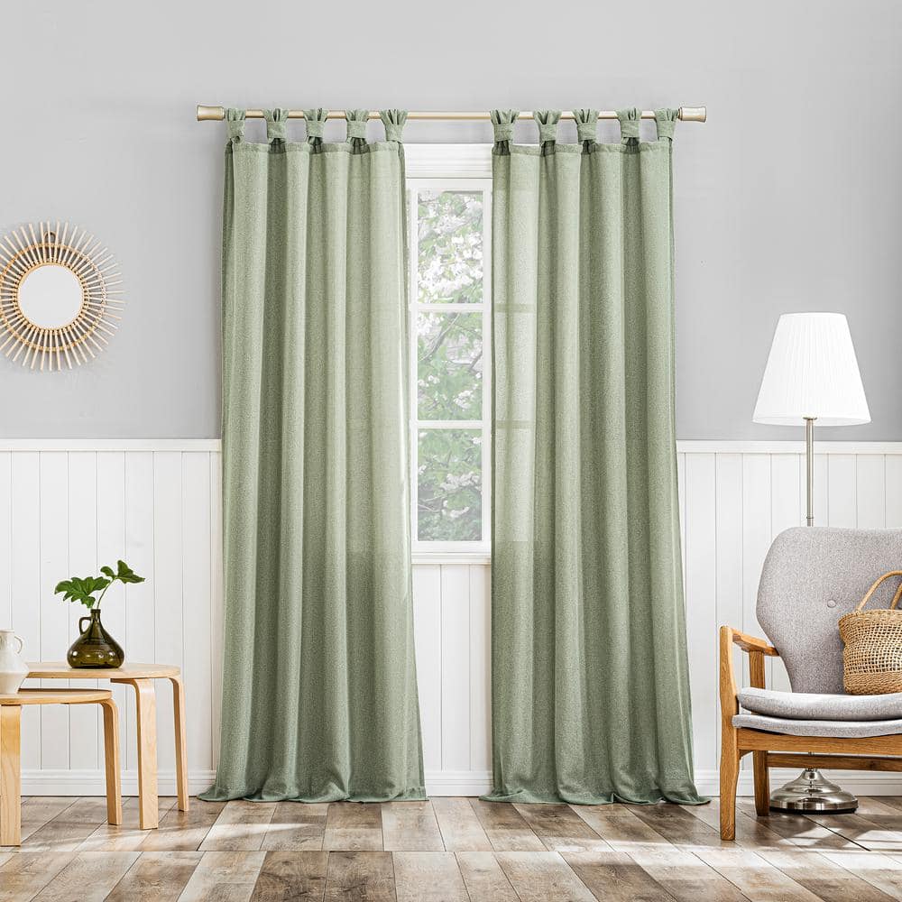 Sage Green Light Filtering Polyester Tab Top Curtain Panel 40"x63"