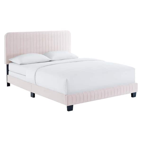 MODWAY Celine Pink Channel Tufted Performance Velvet Twin Bed
