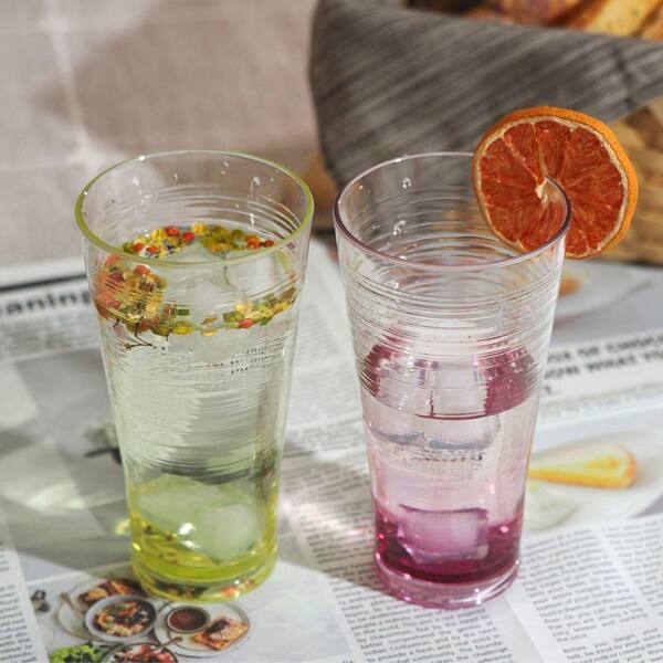 Wudkey 8-Piece 20 oz. Ombre Tumbler Set, Plastic Drinking Glasses, Assorted Colors, Shatterproof, BPA-Free, Dishwasher Safe