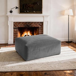 Uixe 44 in. Wide Modern Gray Cheese Block Design Chenille Home