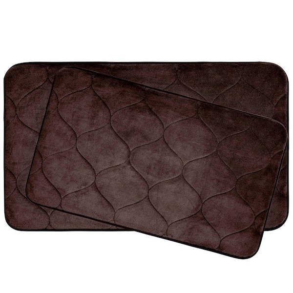 BounceComfort Palace Espresso 20 in. x 34 in. Memory Foam Bath Mat Set (2-Piece)