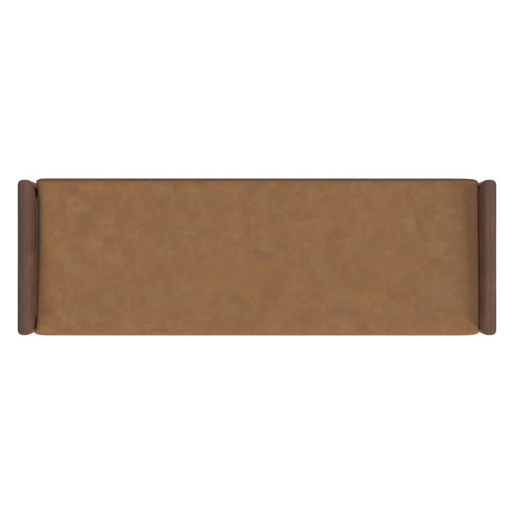 Carmel Faux Leather Upholstered Bedroom Bench with Walnut Wood Base
