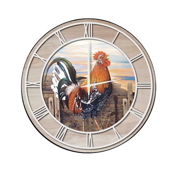 Unbranded "A New Day" Woodgrain Accent and White Numbers Imaged Wall Clock