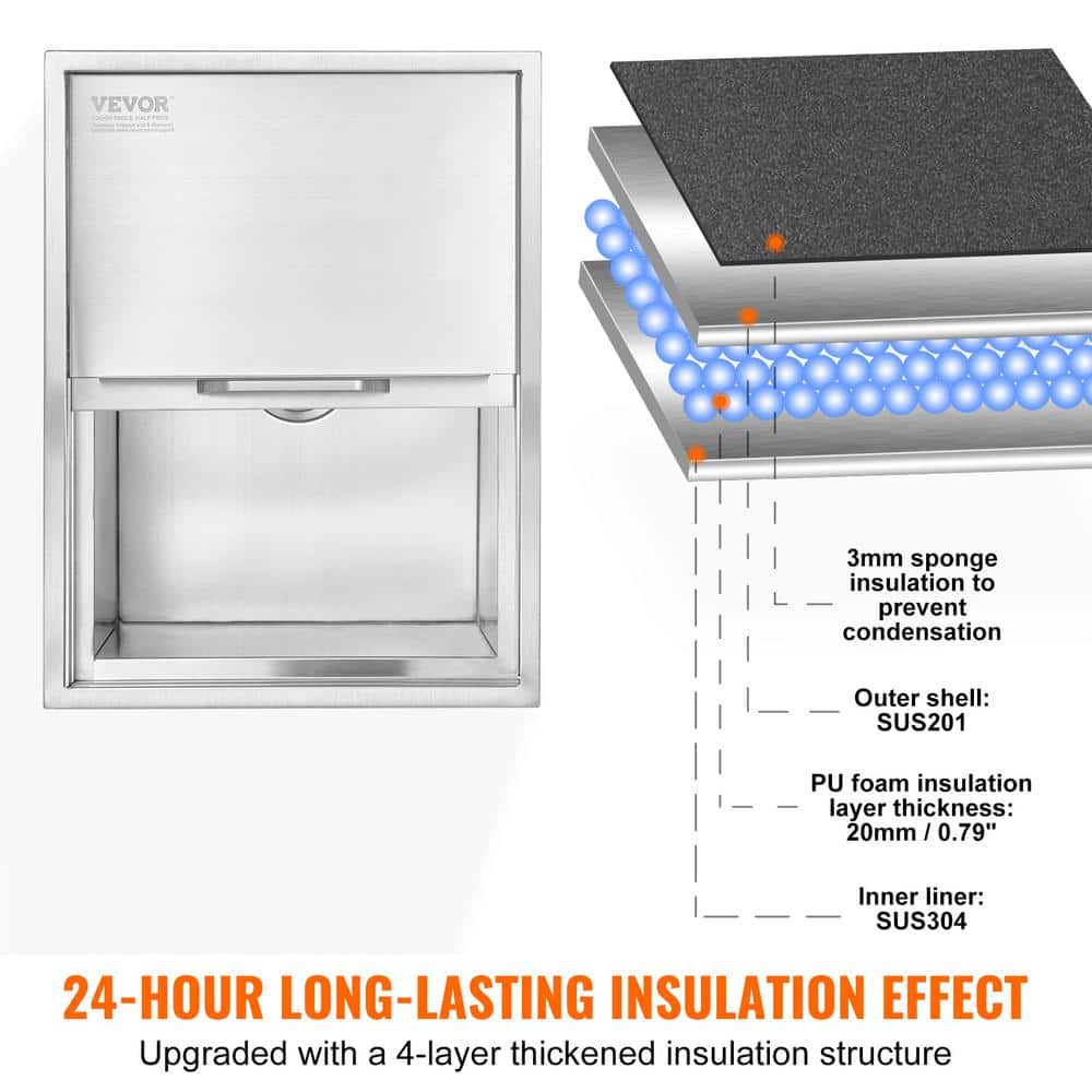 Stainless Steel Drop-In Ice Chest with Sliding Cover