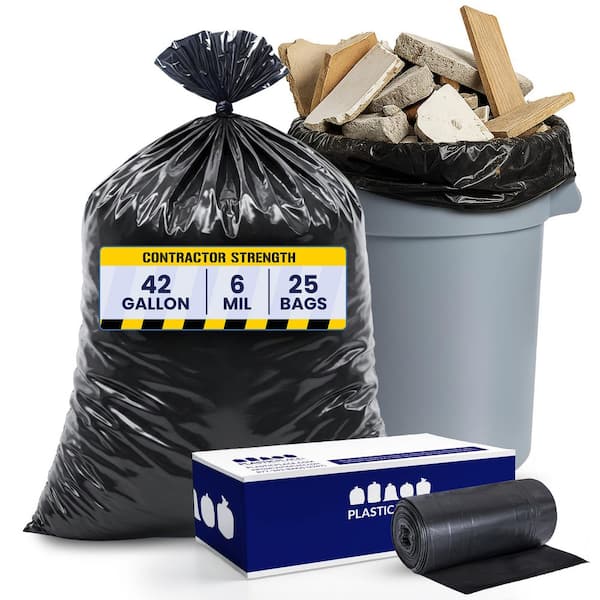 33 in. W x 48 in. H 42 Gal. 6.0 mil Black Contractor Trash Bags (25-Case)