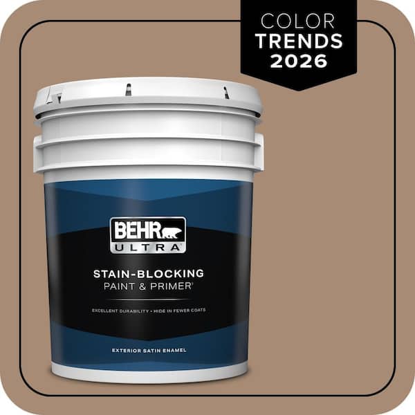 BEHR ULTRA 5 gal. #N240-5 Rodeo Tan Satin Enamel Exterior Paint & Primer