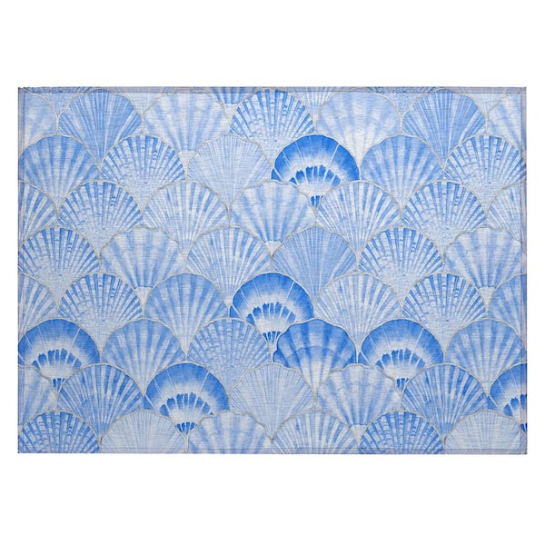 Addison Rugs Surfside 1 ft. 8 in. x 2 ft. 6 in. Blue Geometric Indoor/Outdoor Area Rug