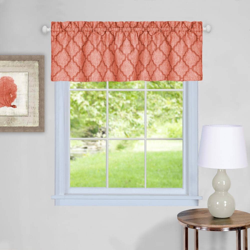 Colby Orange Polyester Light Filtering Trellis Valance