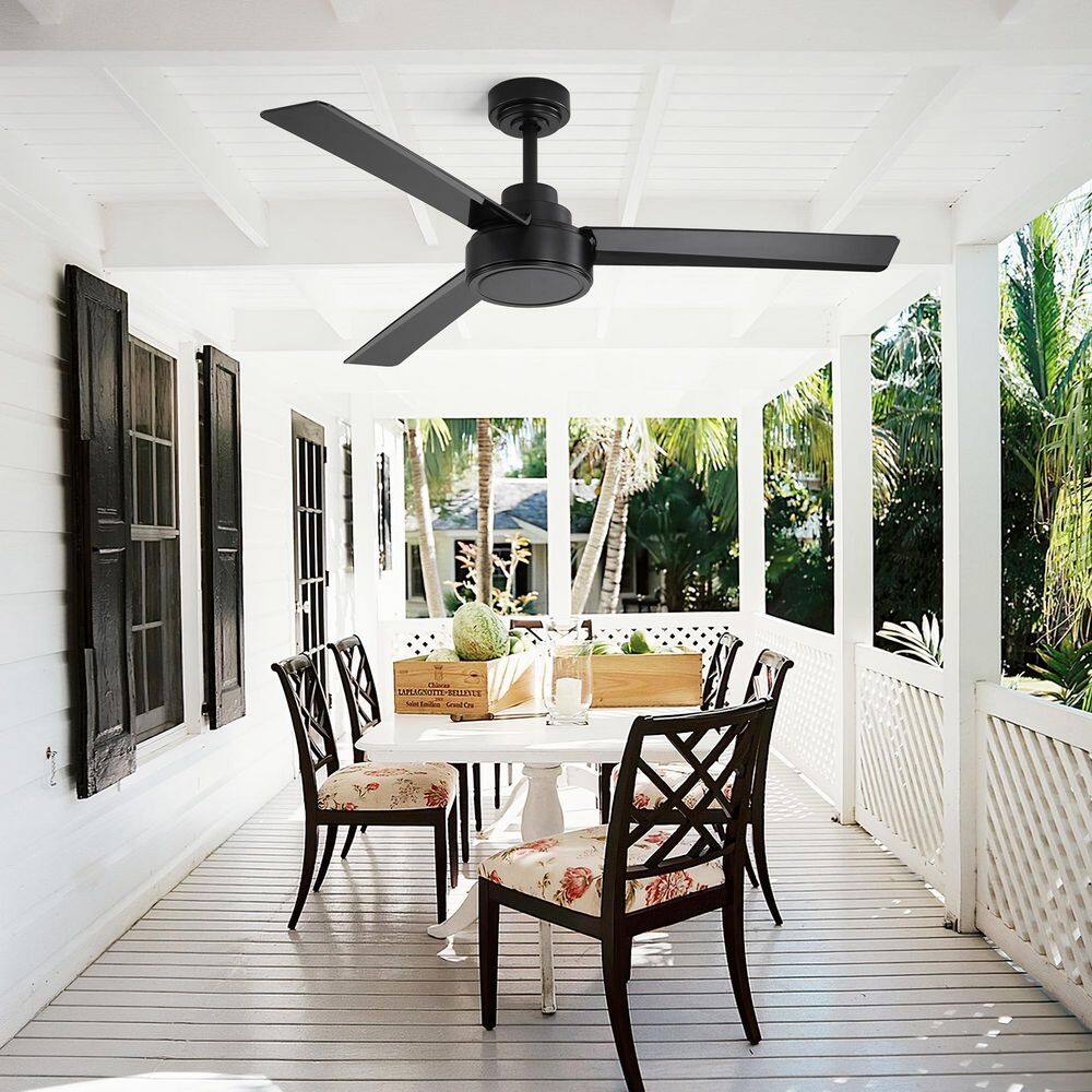 52 in. Black DC Motor Downrod Mount Ceiling Fan with Remote Control, 6 Wind Speeds Reversible 3 ABS Blades, No Light price history on PriceWatchPro