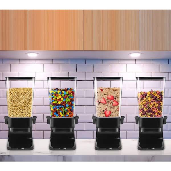 2 Piece Black Dry Food Dispenser, 5L Organization and Storage Containers for Kitchen, Cereal Dispenser Countertop