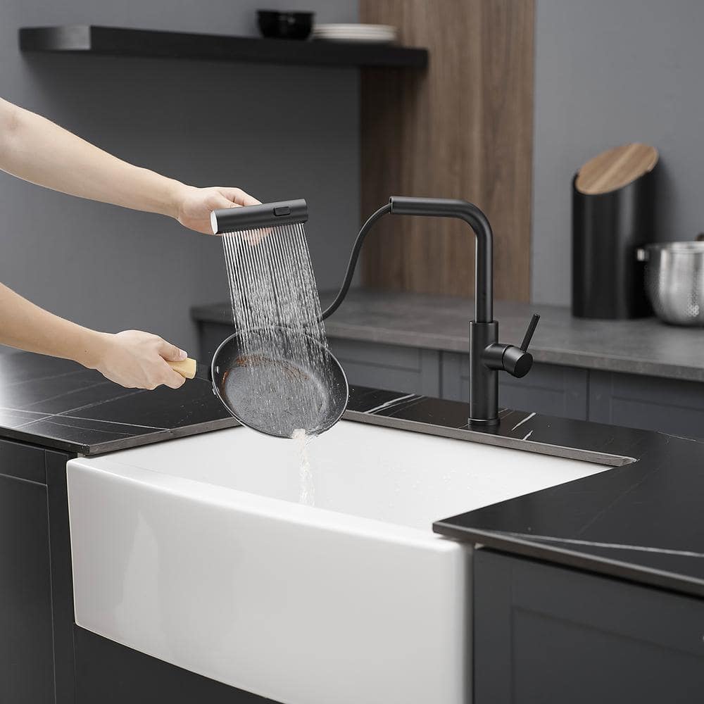 Matte Black Stainless Steel Pull Down Kitchen Faucet with Sprayer