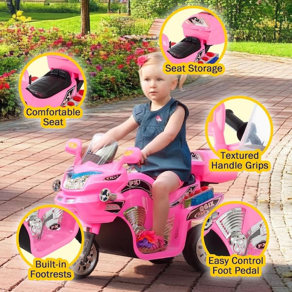 Lil Rider 3-Wheel Battery Powered Motorcycle Ride on Toy in Pink
