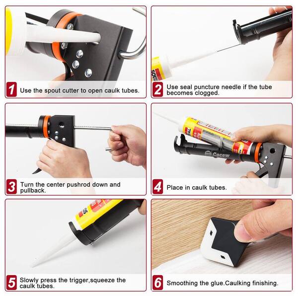 Shayu 14-Piece Easy Caulking Finisher Set – Stainless Steel Nozzles For Kitchen, Bathroom, Windows, And Sinks