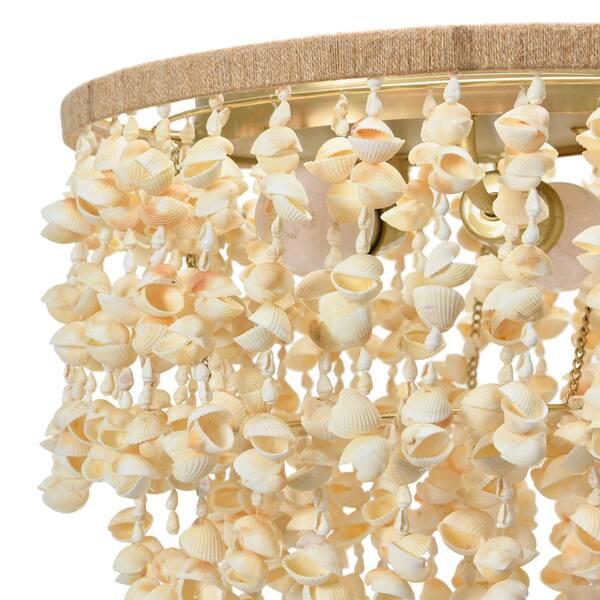 Storied Home 2-Light Matte Gold Round Chandelier with Metal and Shell Flush  Mount Shade EC1048 - The Home Depot