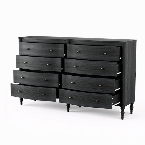 Homsee Modern Black Oak 8-Drawer 63 in. Curved Front Chest of Drawers,  Ample Storage, Antique Bronze Knobs, Dresser for Bedroom Z-HS210364-01 -  The Home Depot