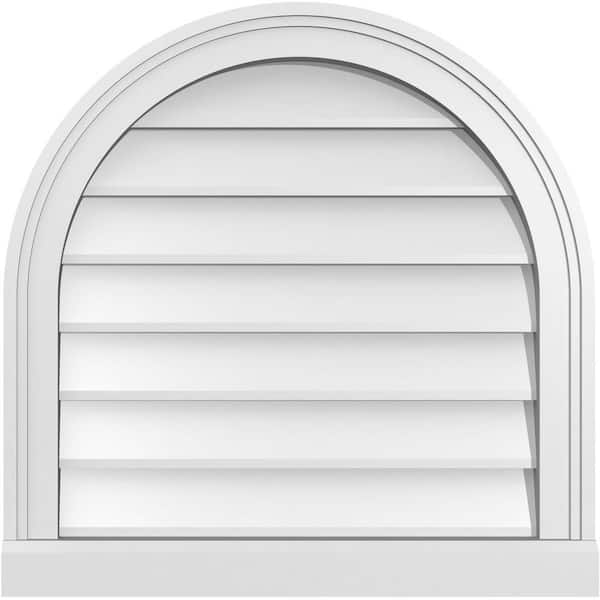 Ekena Millwork 22 in. x 22 in. Round Top White PVC Paintable Gable Louver Vent Non-Functional