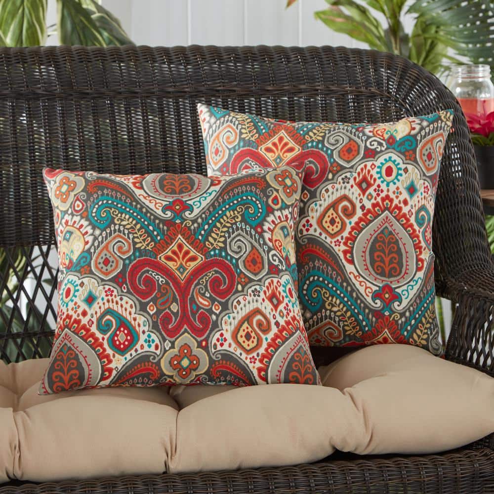 17" Square Outdoor Accent Pillows Set in Asbury Park