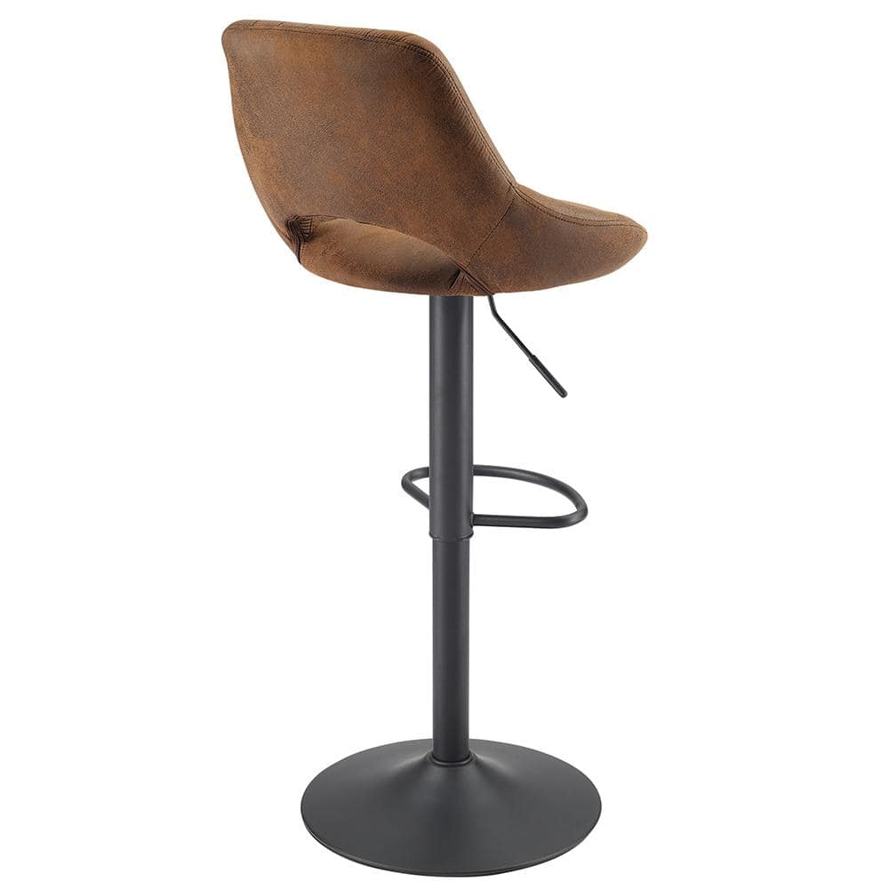 Adjustable Height Swivel Barstools, Set of 2, Black Faux Leather