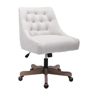 Upholstered Lift Swivel Task Chair in Beige Linen