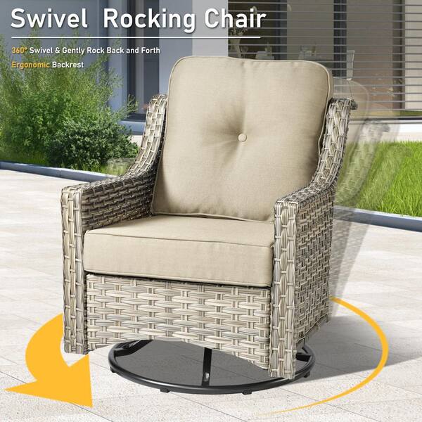 HOOOWOOO Verona Grey 5-Piece Wicker Modern Outdoor Patio HOOOWOOO Verona Grey 5-Piece Wicker Modern Outdoor Patio