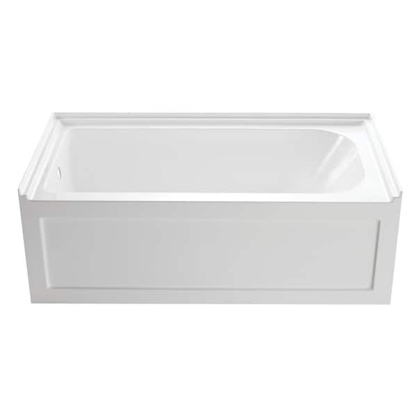 Kingston Brass Oriel 60 in. Acrylic Left Drain Rectangular Apron Front Bathtub in White