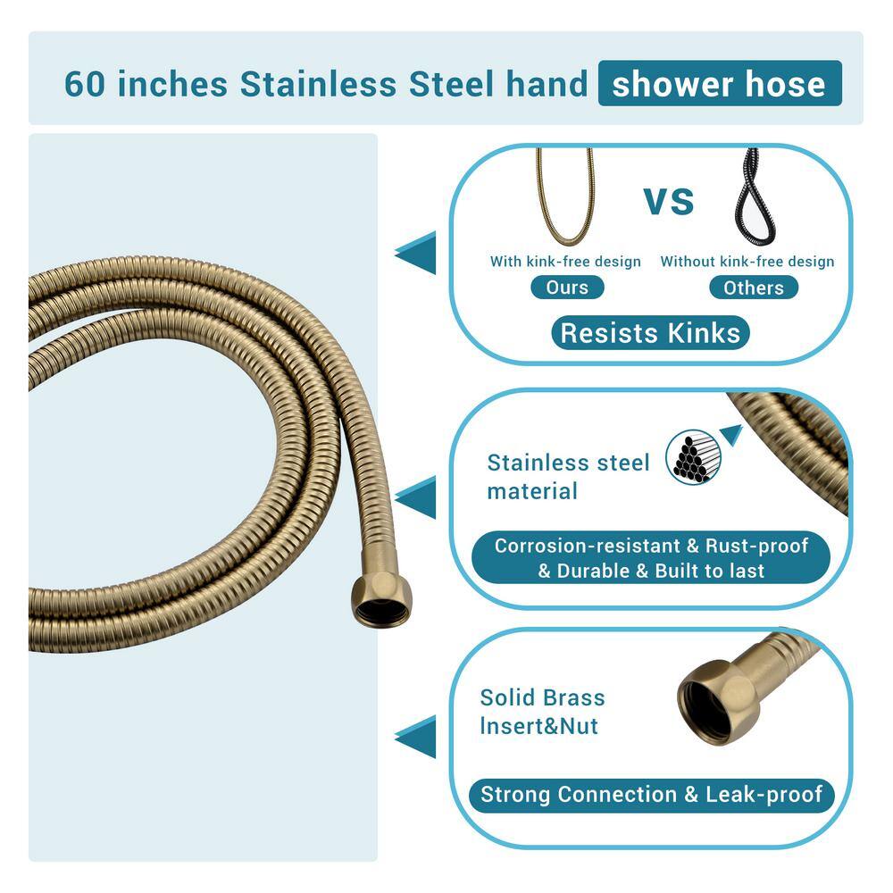 Brushed Gold Freestanding Tub Faucet with Hand Shower