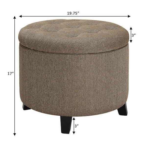 Convenience Concepts Designs4Comfort Sandstone Fabric Round Storage Ottoman  R9-210 - The Home Depot