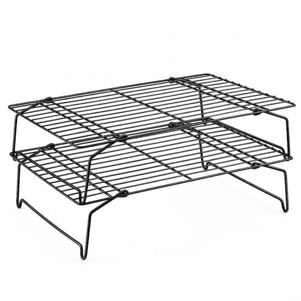Stainless Steel Black Stackable Cooling Rack Collapsible Nonstick Oven Safe Baking Cooking Roasting 2-Pack