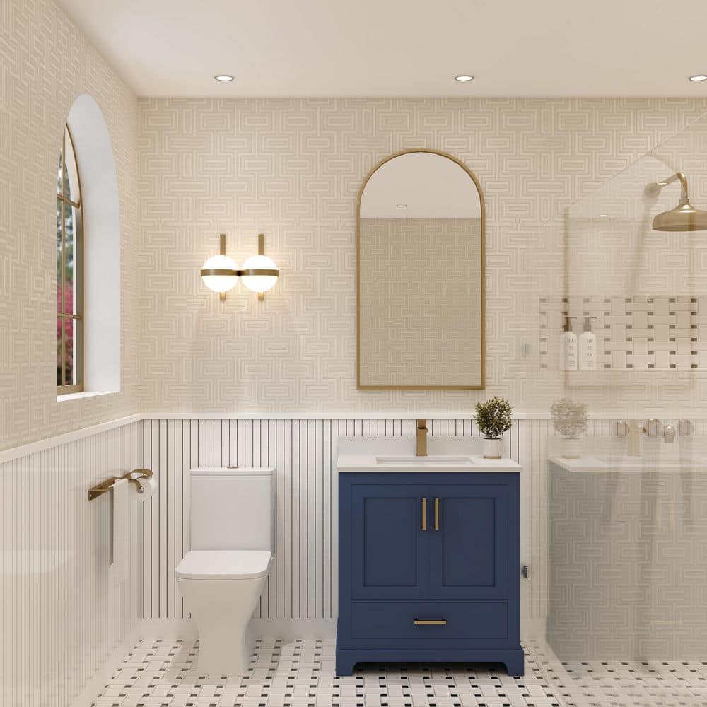 AYNA DECORS Maya 30 in. Single Sink Freestanding Navy Blue