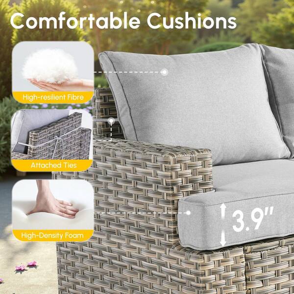 HOOOWOOO Kelleys 10-Piece Wicker Modern Outdoor Patio Conversation