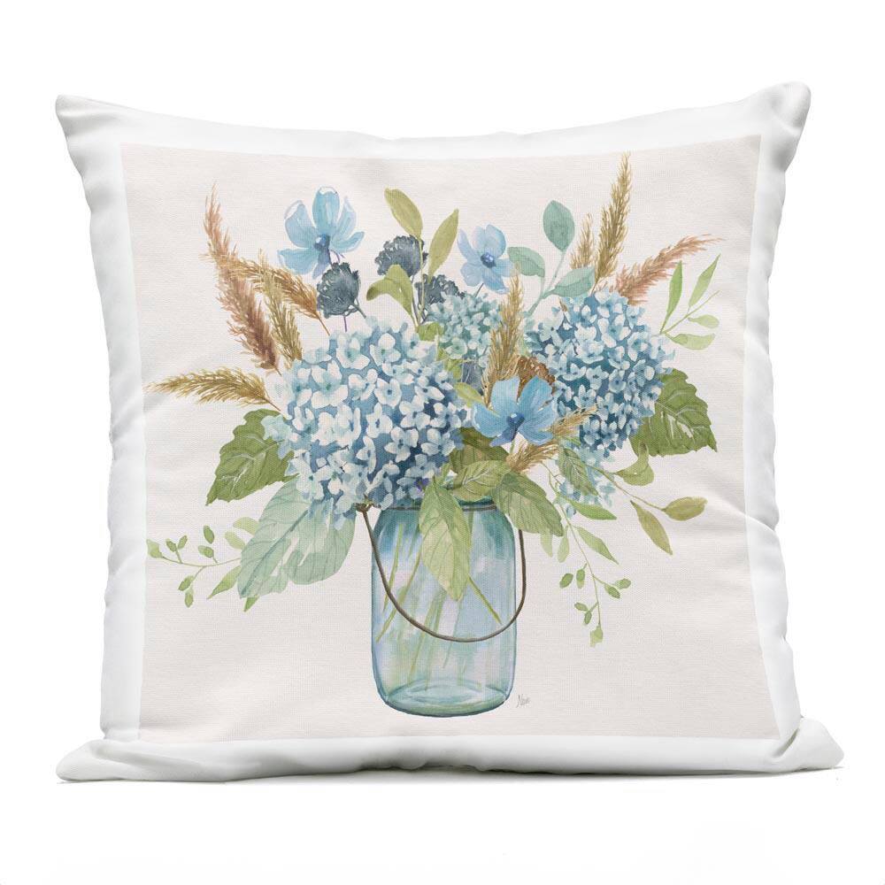 Hydrangea in Mason Jar Green Square Outdoor Throw Pillow price history on PriceWatchPro