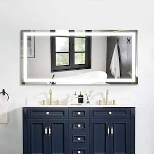 60 in. W x 28 in. H Rectangular Frameless Wall Mount Bathroom Vanity Mirror in Silver Vertical/Horizontal Hang