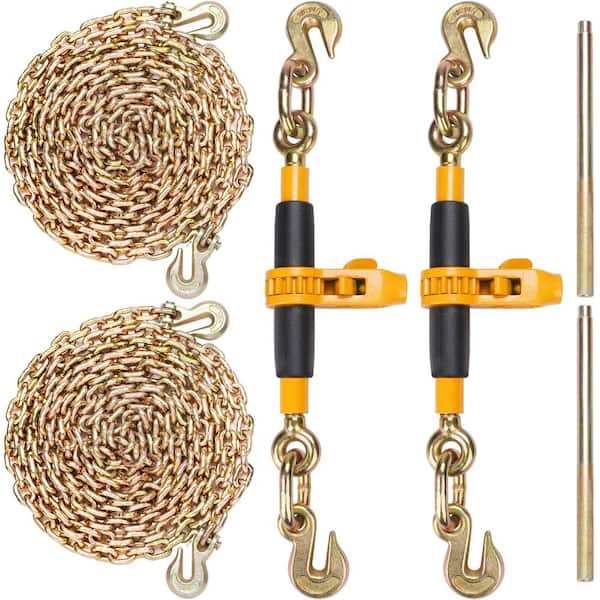 SKYSHALO Ratchet Chain Binder, 5/16-3/8in. Heavy Duty Load Binders with G80 Chains 7100lbs. Secure Load Limit Labor-saving Handle