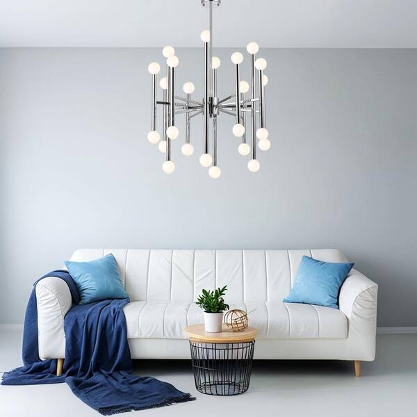Astral 24-Light Polished Chrome Modern Design Sputnik Chandelier