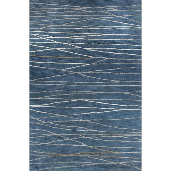 BASHIAN Greenwich Azure 6 ft. x 9 ft. (5'6" x 8'6") Abstract Contemporary Area Rug