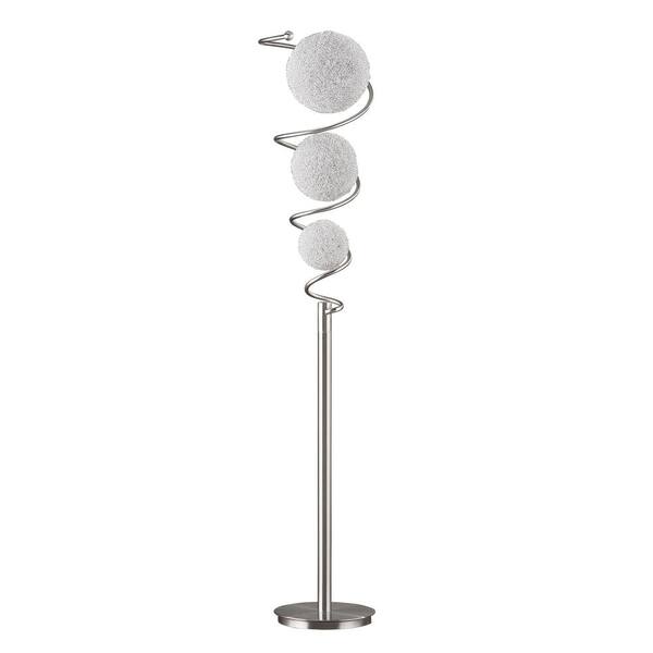 EVERGLADE HOME Brighton 65 in. Satin Nickel Floor Lamp with Wire Wrap Balls
