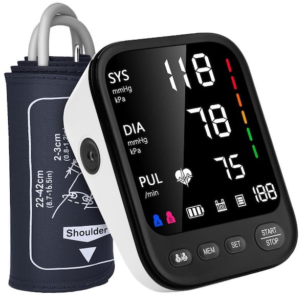 Automatic Upper Arm Blood Pressure Monitor with 2x199 readout, 4.5 in. Large Screen Adjustable Large Cuff 9 in. - 17 in.