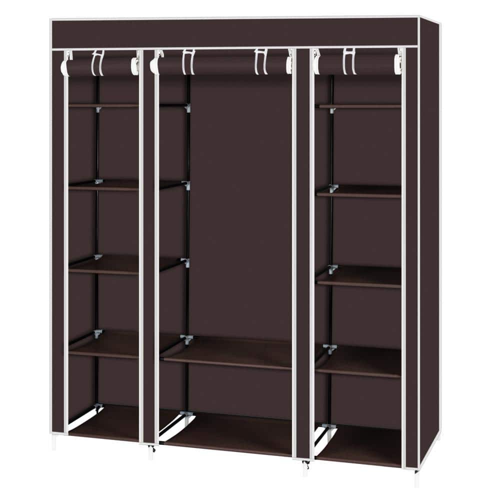 68.9 in. H x 59 in. W x 17.7 in. D Dark Brown Non-woven Fabric Wardrobe Portable Closet price history on PriceWatchPro