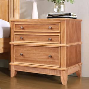 27.3 in. W x 17.3 in. D x 26 in. H Modern 3-Drawer Hazel Solid Wood Nightstand