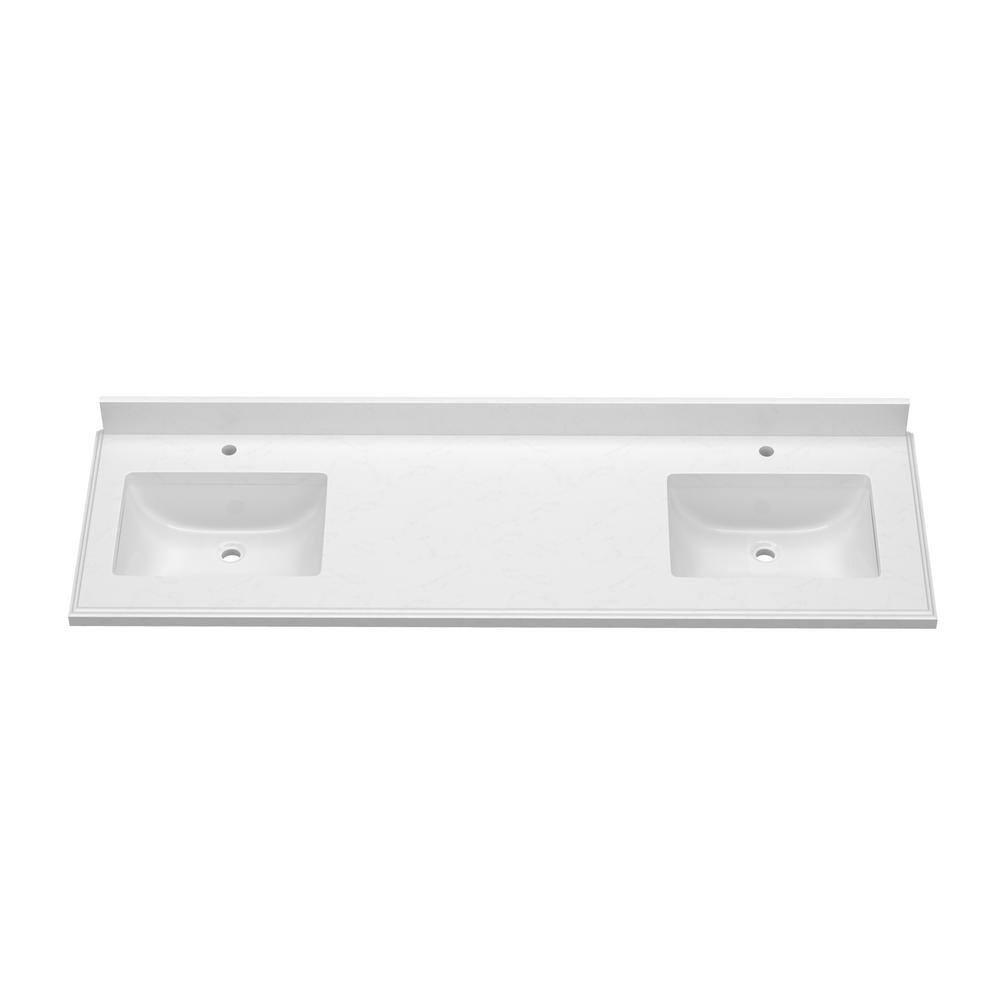 NTQ 72 in. W x 22 in. D Solid Surface Resin White Vanity Top ...