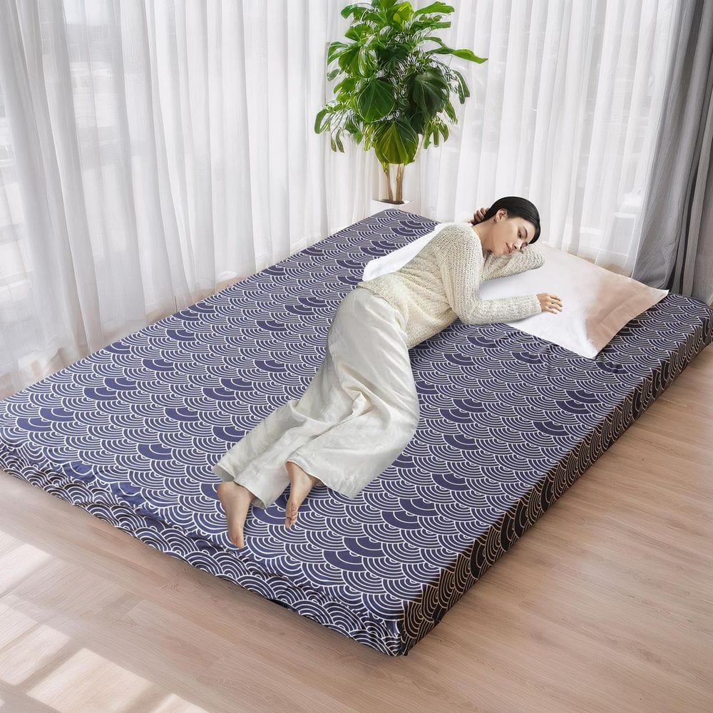 BOZTIY Extra Thick Folding Sleeping Pad Tatami Mat Printed Futon Floor ...