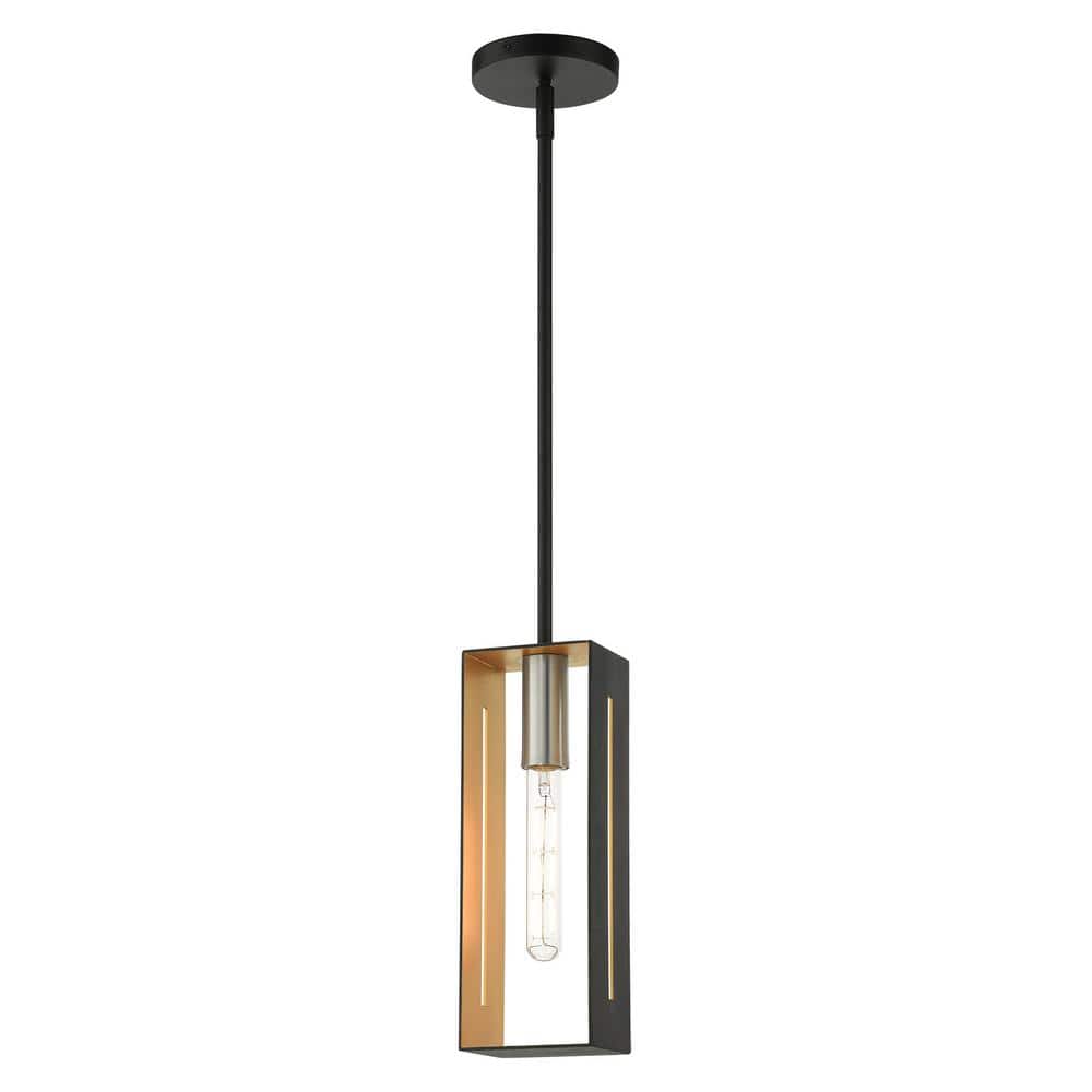Urban Loft Textured Black and Brushed Nickel 1-Light Pendant