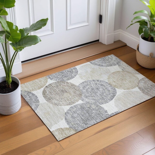 Chantille Machine Washable Indoor/Outdoor Abstract ACN2351 Linen 2 ft. x 3 ft. Accent Rug