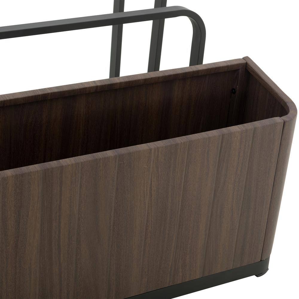 Brown Aluminum Pool Float Storage Basket with Wood Grain Finish